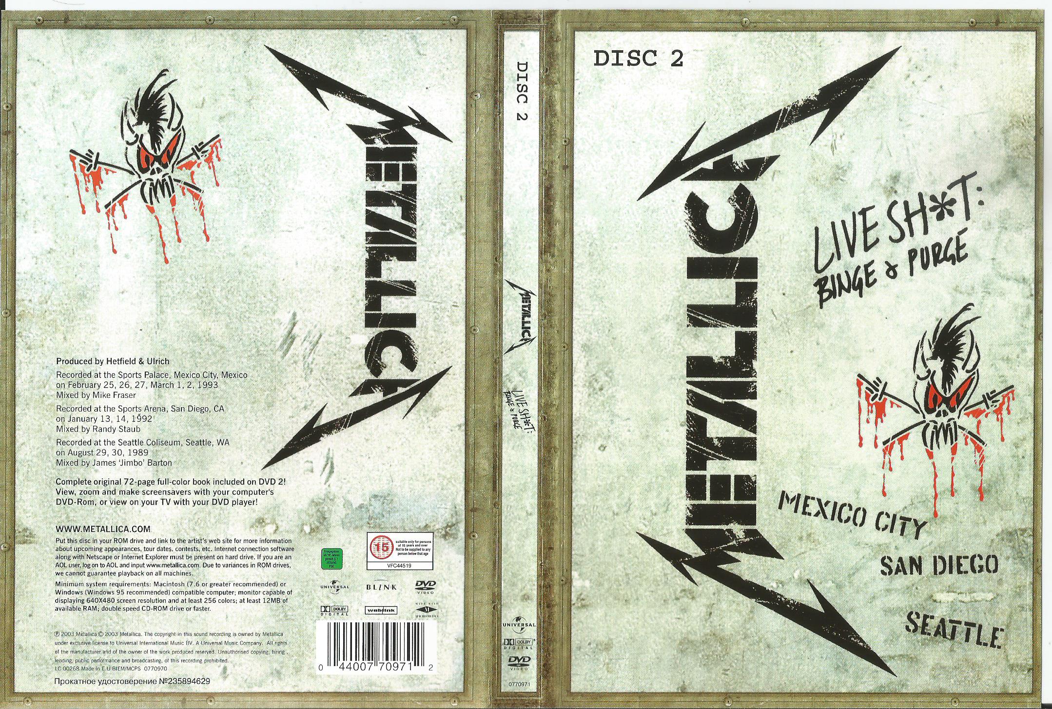 Metallica Live Shit Binge and Purge : DVD 2 | DVD Covers | Cover ...